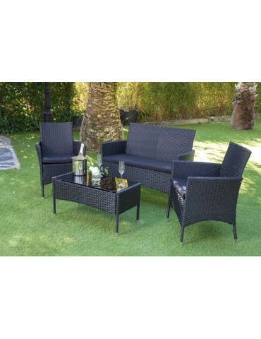CONJUNTO  RATAN  NEGRO  VITI  LEVU  4  PZAS  C2-0046