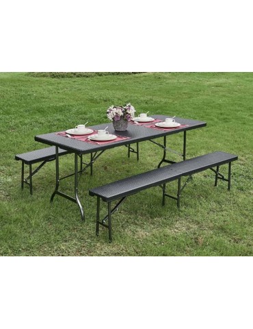 SET  MESA+2  BANCOS  PLEGABLES  180X75  CM  LUX  TERRAZA