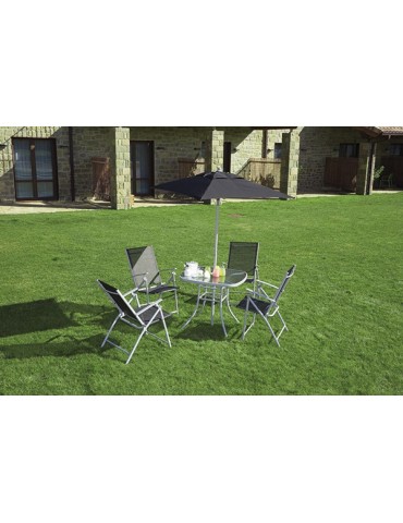 CONJUNTO  PARASOL  ACERO  TOGO  6  PZAS  PG0496