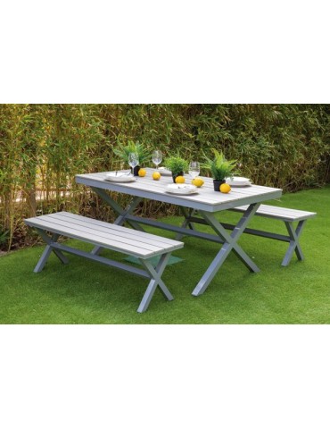 CONJUNTO  MESA+2BANCOS  ALUMINIO  3  PZAS  C2-0066