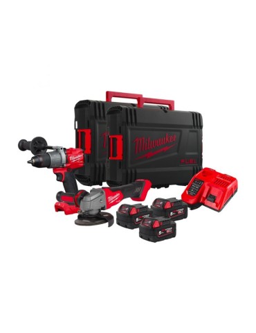 MILWAUKEE KIT M18FPD2+M18FSAG125X+3BATERIAS + CARG